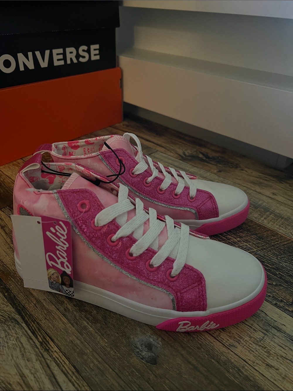 Barbie Pink High-Top Kids Sneakers